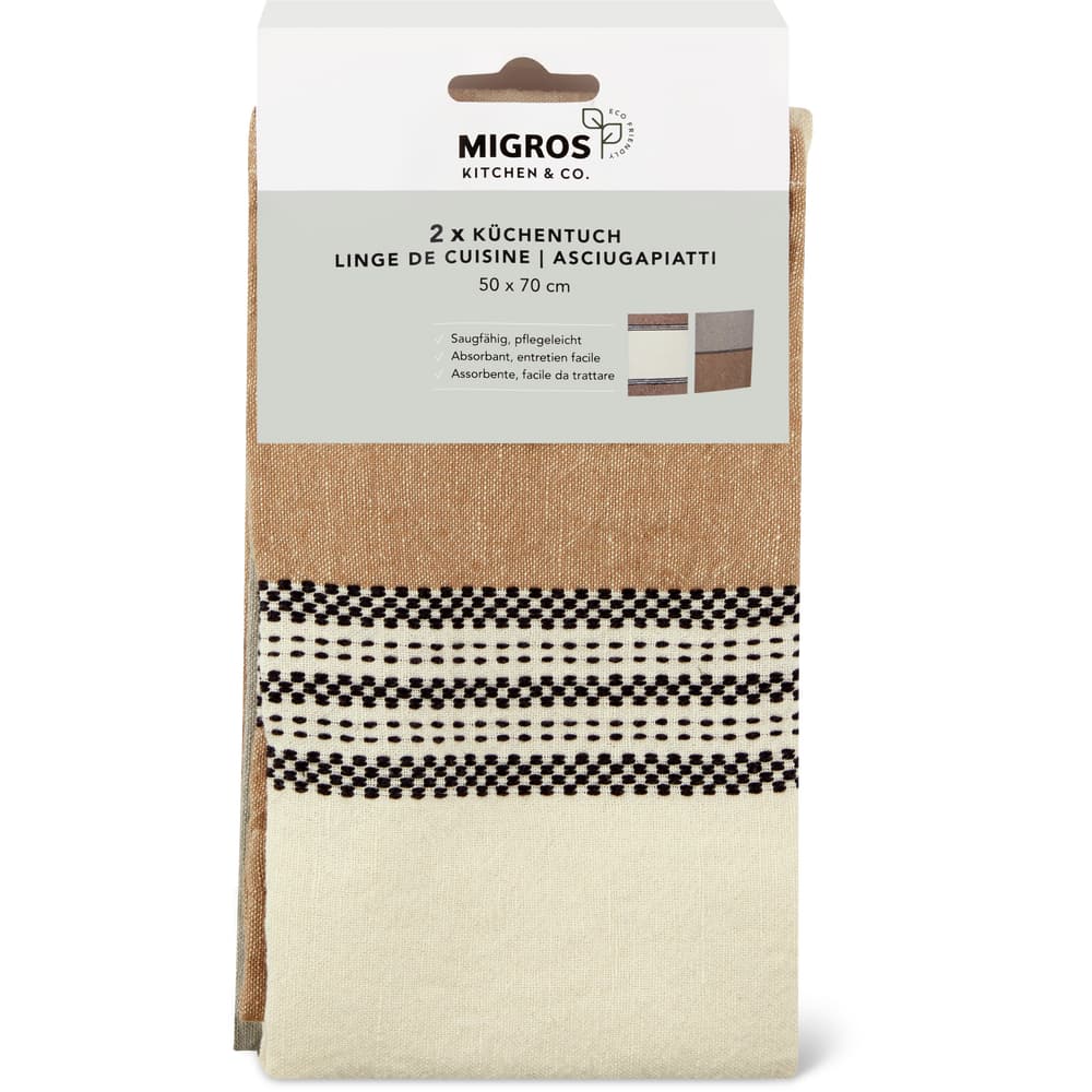 Migros Kitchen & Co. Küchentuch Leinen braun, grau