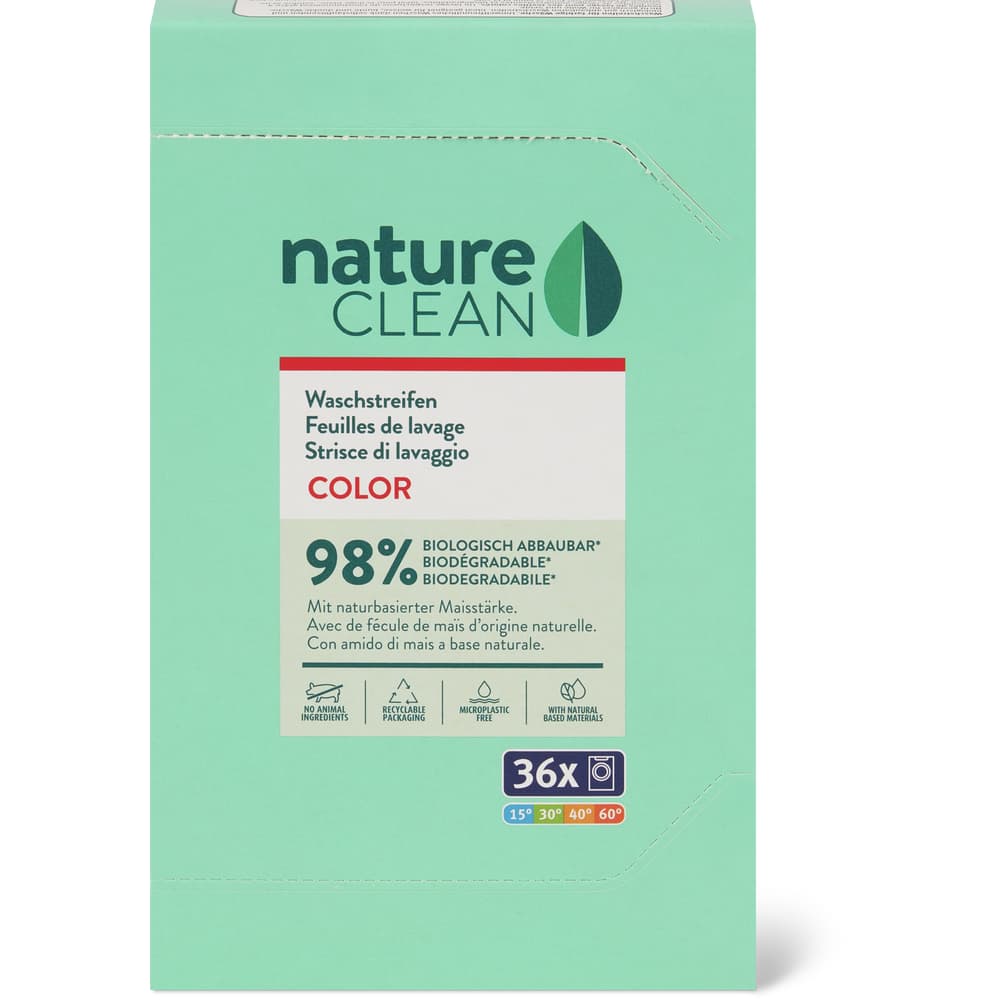 Nature Clean · Feuilles de lavage · color, 36 lessives • Migros