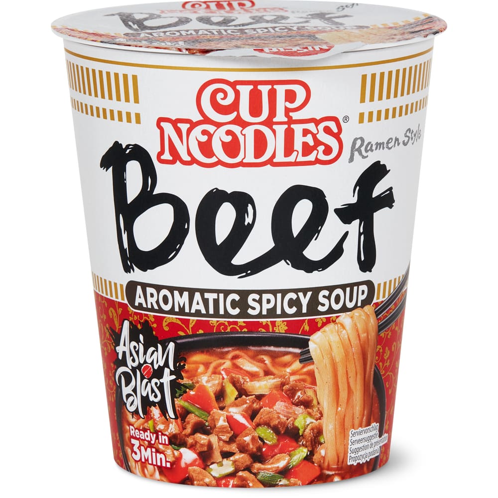 Nissin Cup Noodles Beef aromatic spicy soup