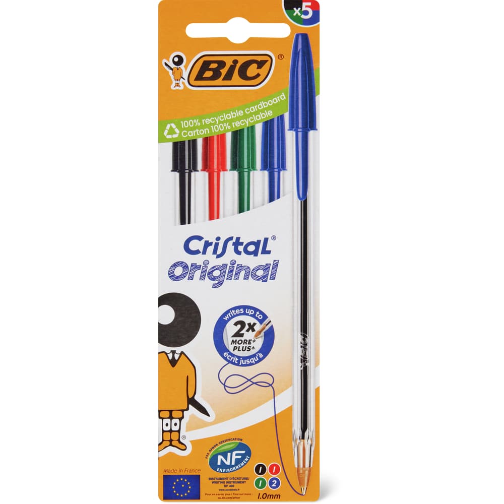 Bic Cristal Kugelschreiber Original - 2x Blau, 1x Schwarz, 1x Rot, 1x Grün - 1.0 mm