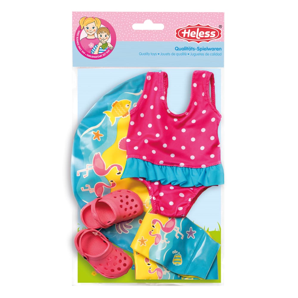 Heless 99 Flamingo Ella Doll Swimming Set, Colourful, Größe 35-45 cm - TopToy