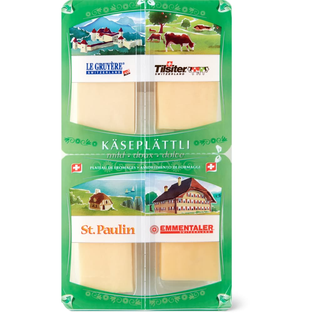 Käseplätti Mild Le Gruyère, Tilsiter, St.Paulin, Emmentaler