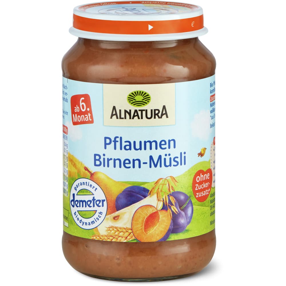 Alnatura Demeter Babygläschen Pflaumen und Birnen-Müesli Ab 6 Monaten