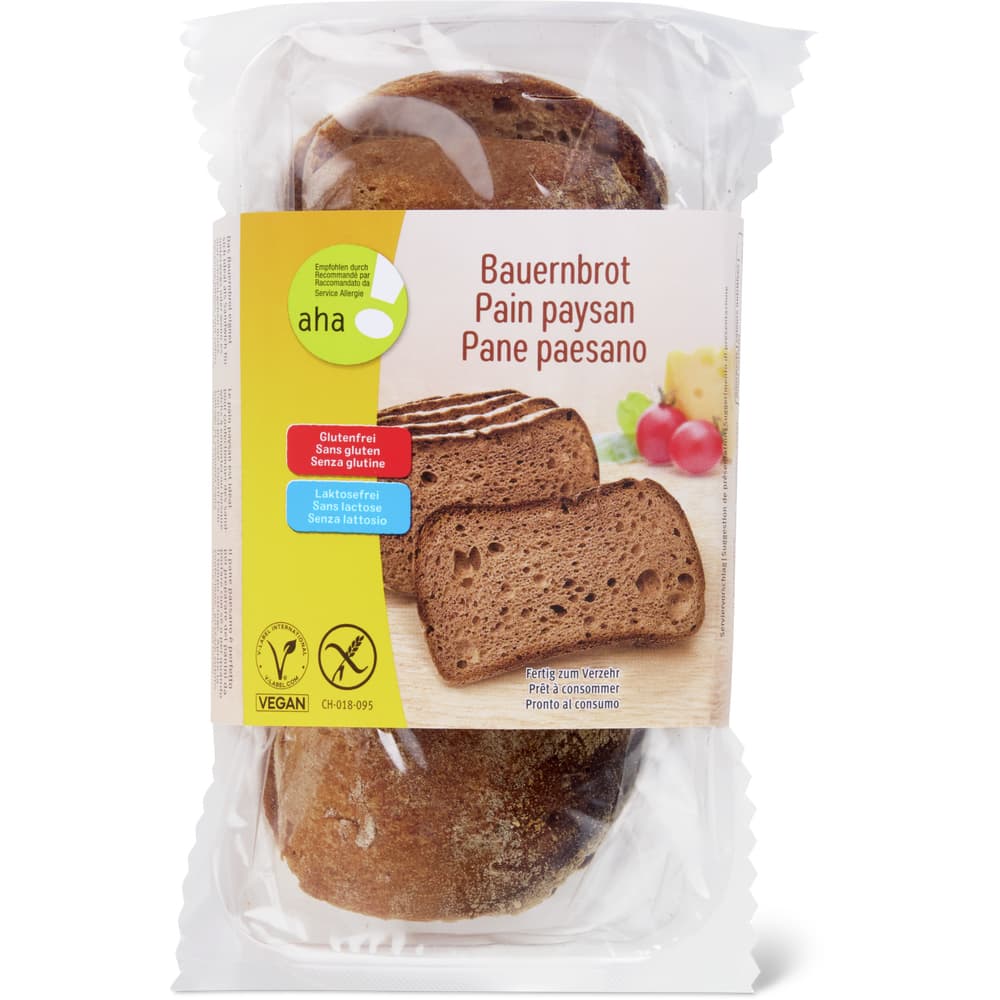 aha! · Farmhouse bread · gluten- and lactose-free • Migros