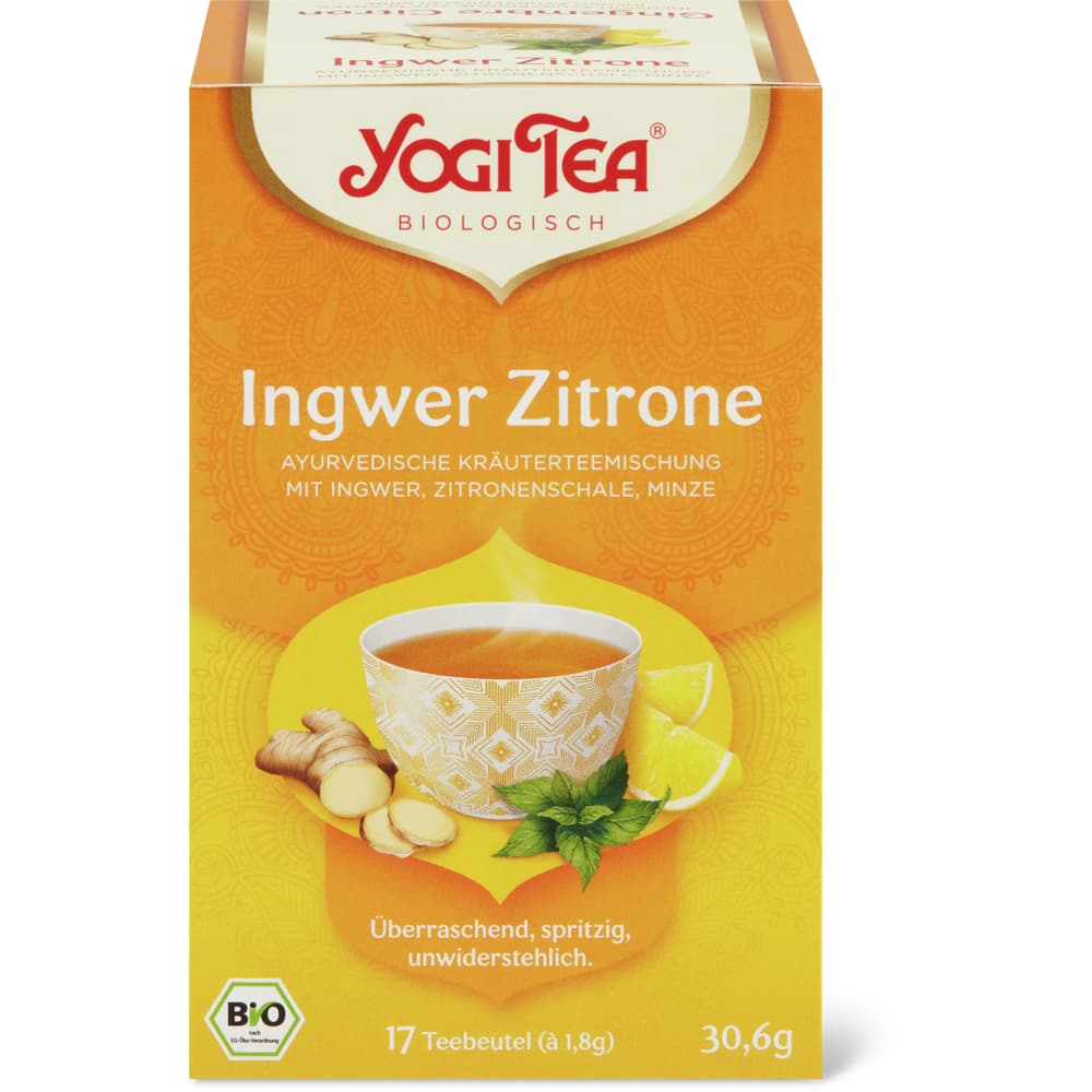Yogi Tea Kräutertee Ingwer Zitrone Bio, Ingwer, Zitronenschale & Minze