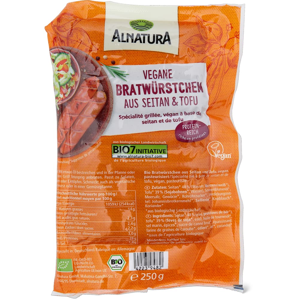 Alnatura Bio Bratwürstchen Aus Seitan und Tofu