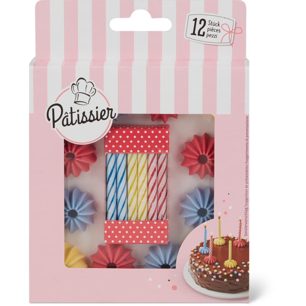 Patissier Zuckerdekor mit Kerzen bunt