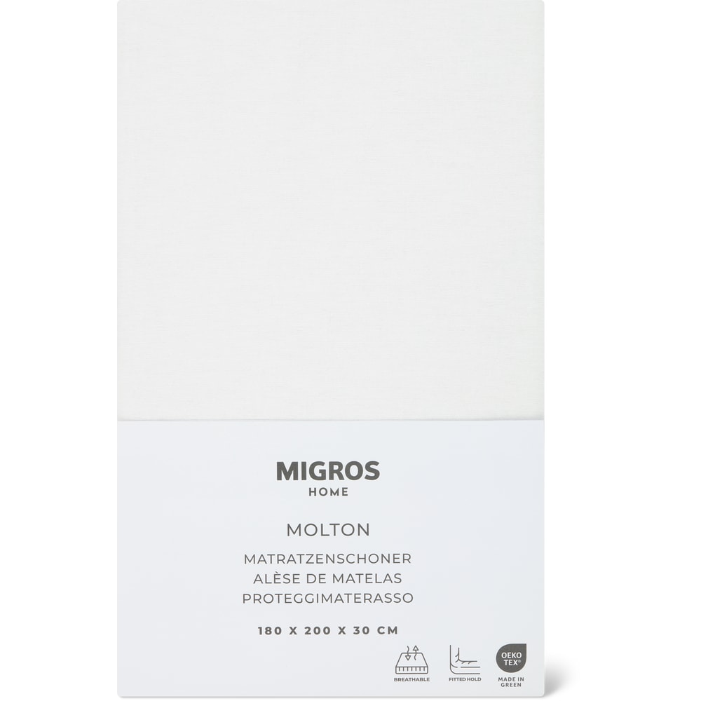 Migros Home Molton Matratzenschoner 180x200x30cm, weiss