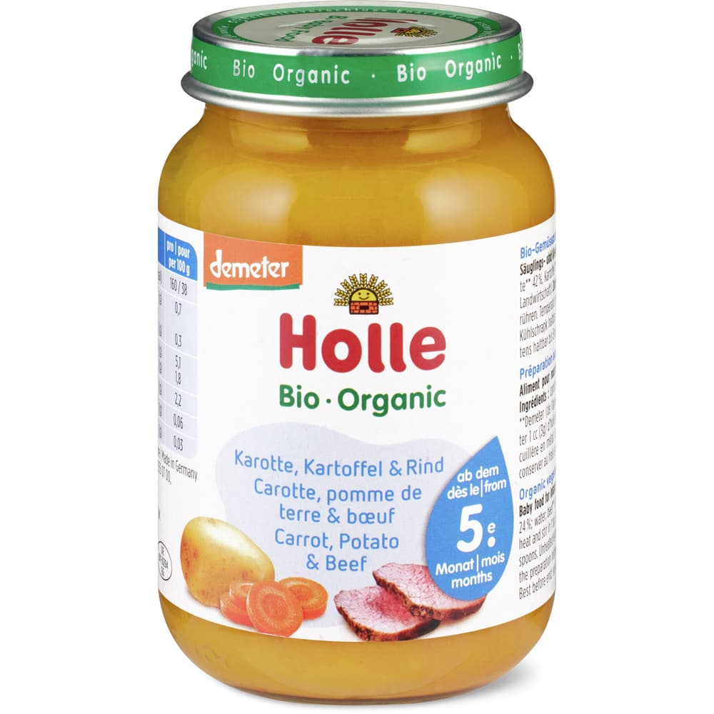 Holle Bio Demeter Babygläschen mit Karotten, Kartoffeln und Rind Ab 5 Monaten