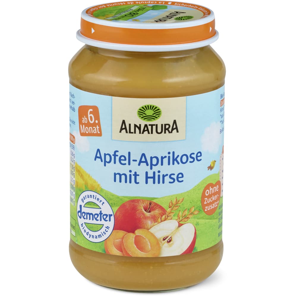 Alnatura Demeter Babygläschen mit Apfel, Banane und Hirse Ab 6 Monaten