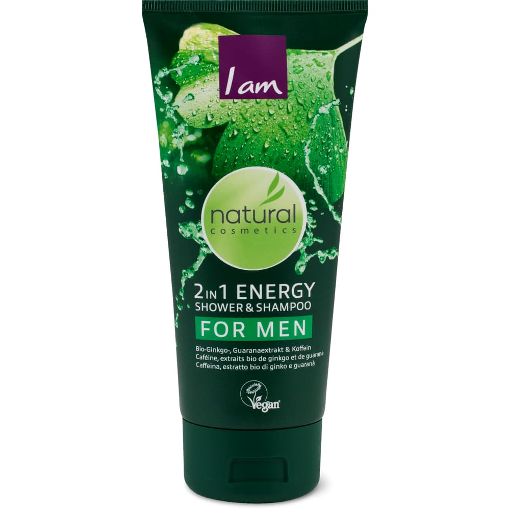 I am natural cosmetics Men 2in1 Energy Dusche Ginkgo, Guaranaextrakt & Koffein