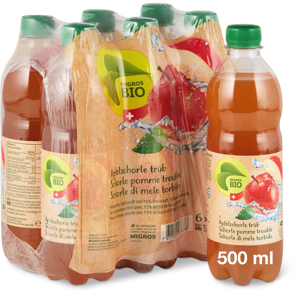 Migros Bio Mineralwasser mit Kohlensäure und Fruchtsäften Schorle