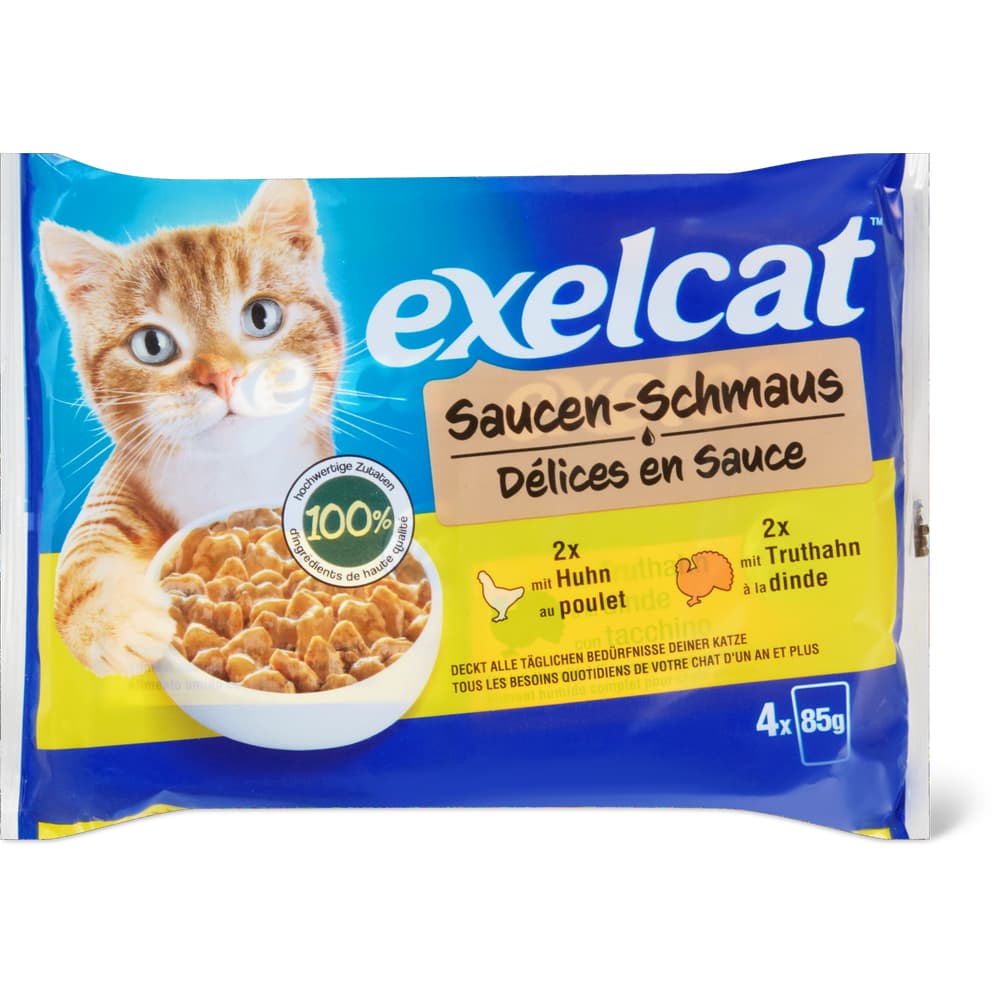 Exelcat Adult Häppchen in Sauce Truthahn, Huhn