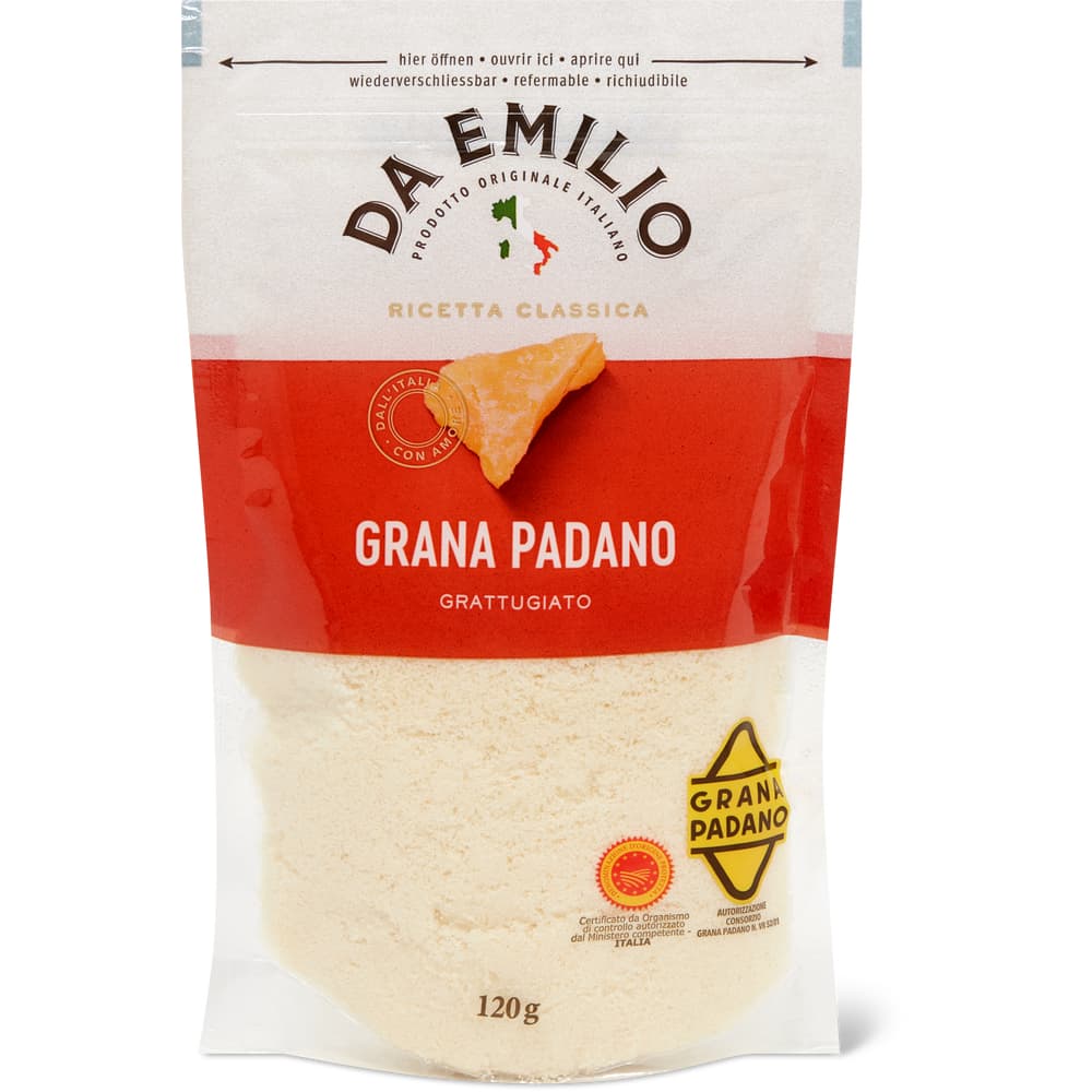 Da Emilio Grana Padano Italienischer Extra-Hartkäse, gerib., 3/4 fett, aus Rohmilch gerieben