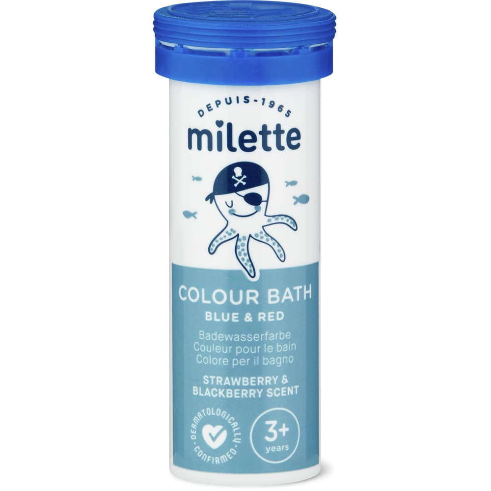 Milette Baby Care Kids Badewasserfarbe Blau & Rot, Erdbeere & Heidelbeere