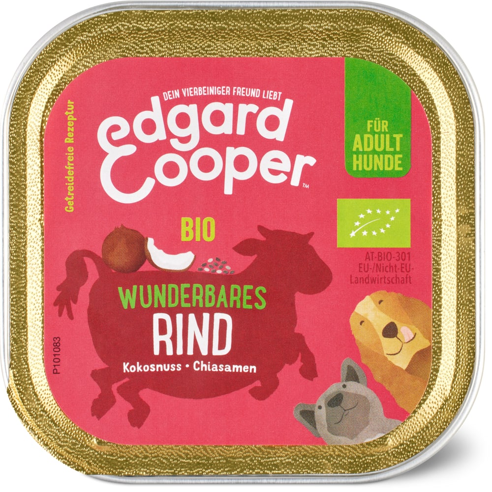 Edgard & Cooper Adult Paté Rind Bio, mit Kokosnuss und Chiasamen