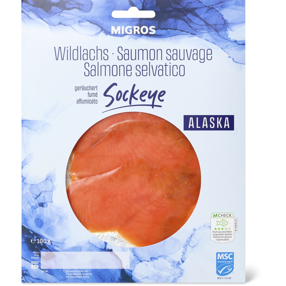 Migros MSC Wildlachs Sockeye geräuchert
