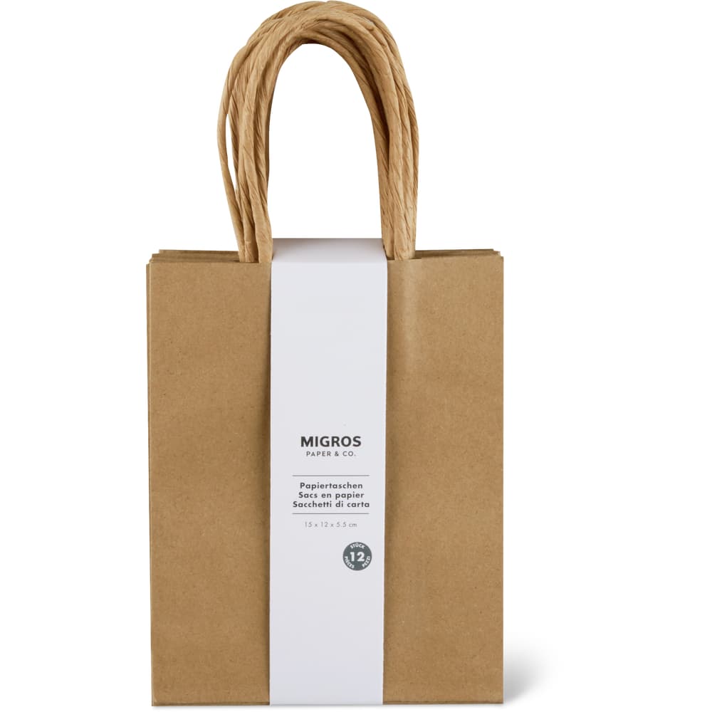 Migros Paper & Co. Papiertüten XS Kraft, 12 x 15 x 5.5 cm