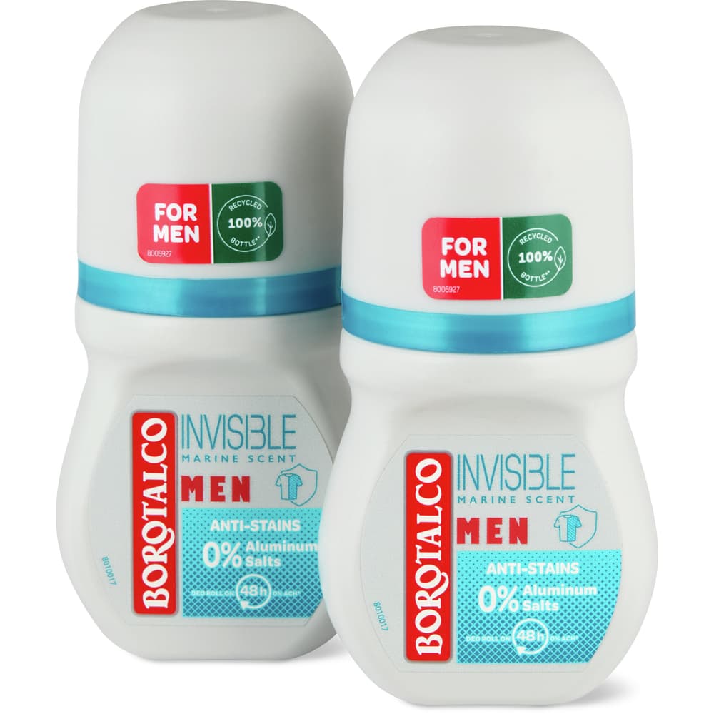 Borotalco Men Deo Roll-on Invisible 0% Aluminiumsalze, 48h