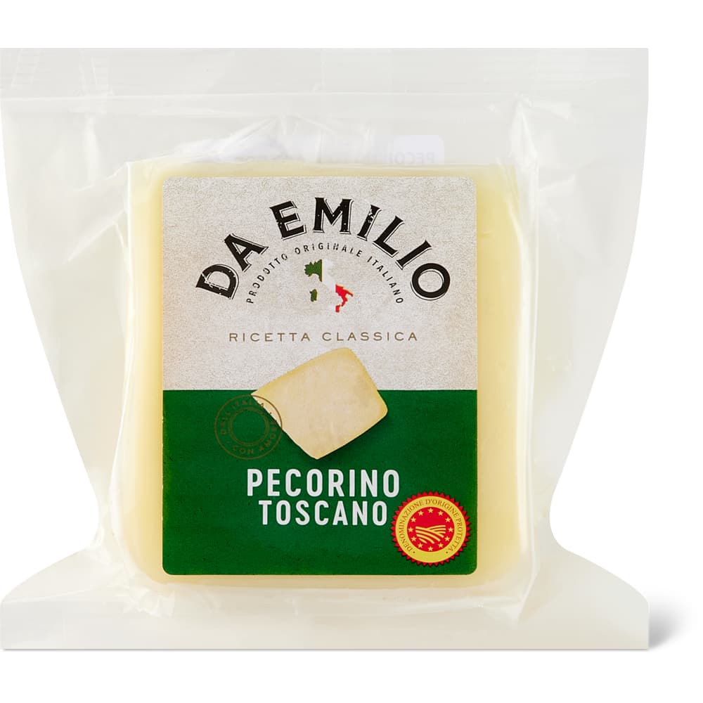 Da Emilio Pecorino Toscano Italienischer Halbhartkäse, vollfett, aus pasteurisierter Schafsmilch