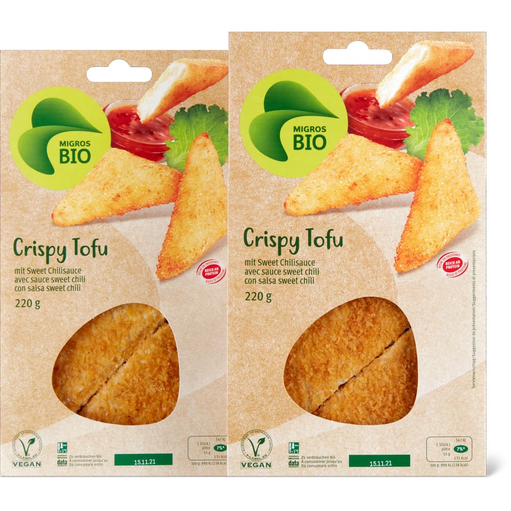 Crispy Tofu Bio, mit Sweet Chilisauce, vegan