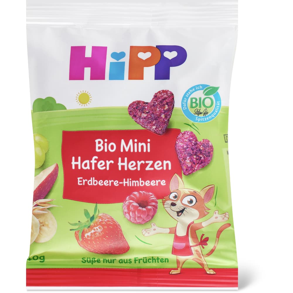 Hipp Mini Hafer Herzen Erdbeere-Himbeere Bio, ab 3 Jahren