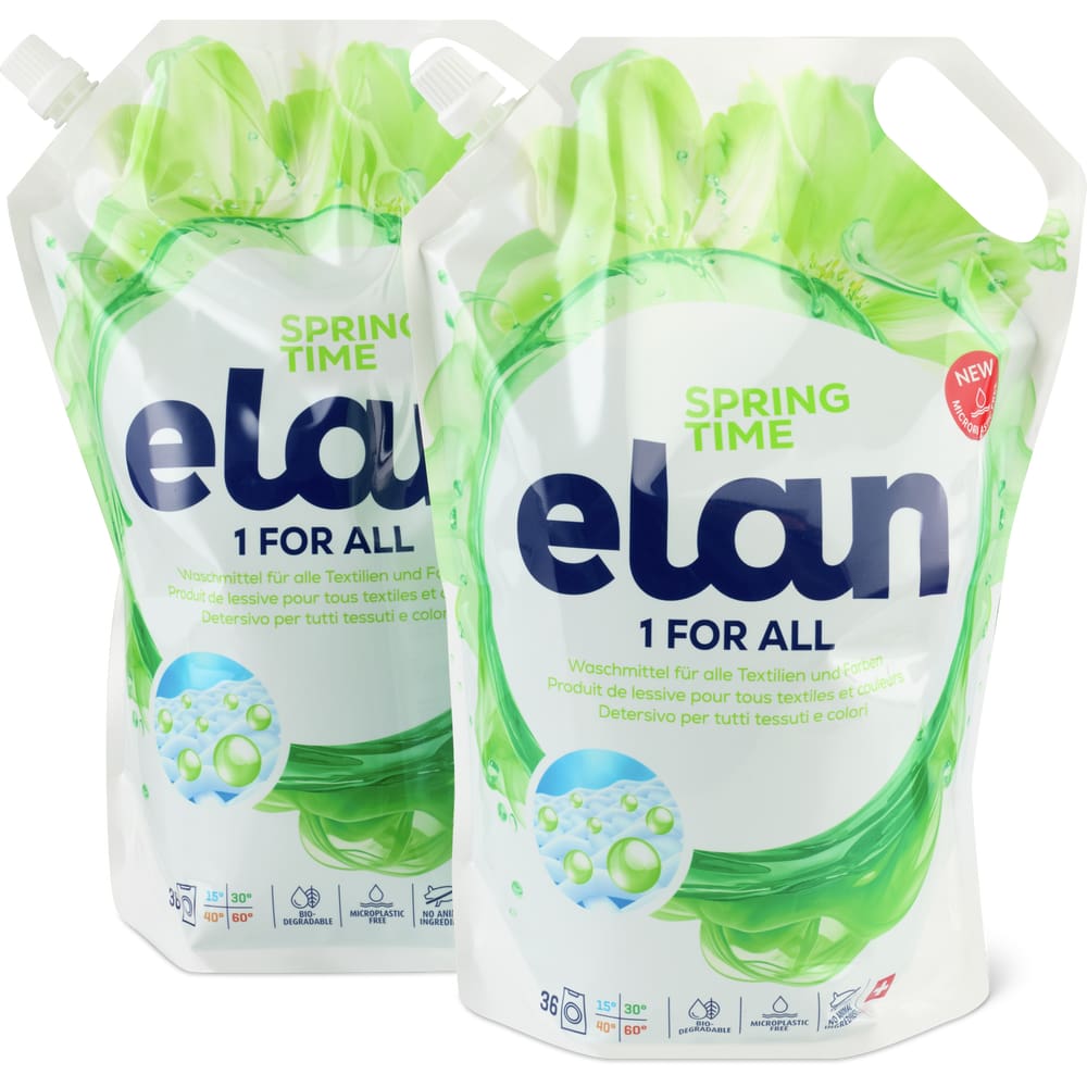 Elan Flüssigwaschmittel Springtime, 2x36 Waschgänge