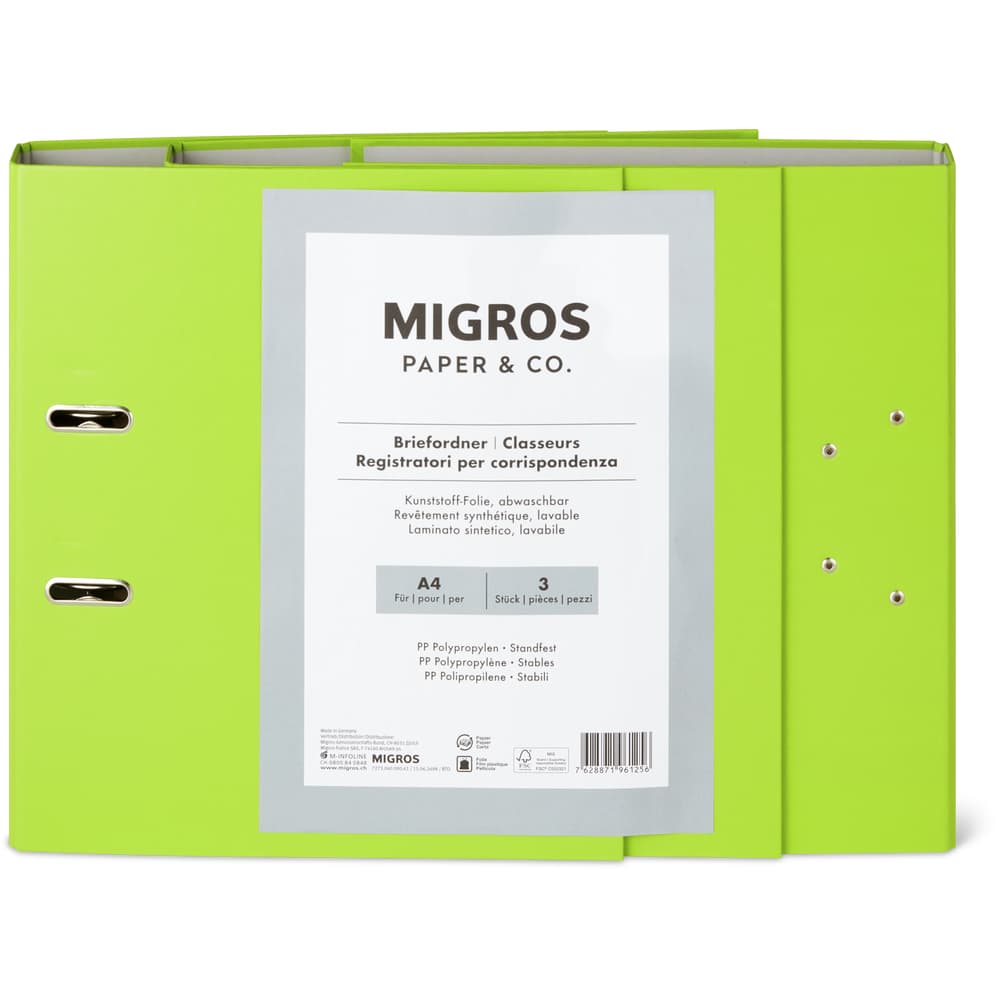 Migros Paper & Co. Briefordner 4 cm, hellgrün