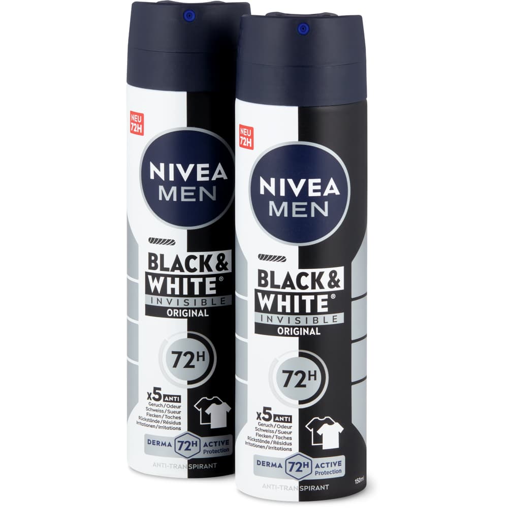 Nivea Men Deo Spray Black&White Invisible 72h, Anti-Transpirant