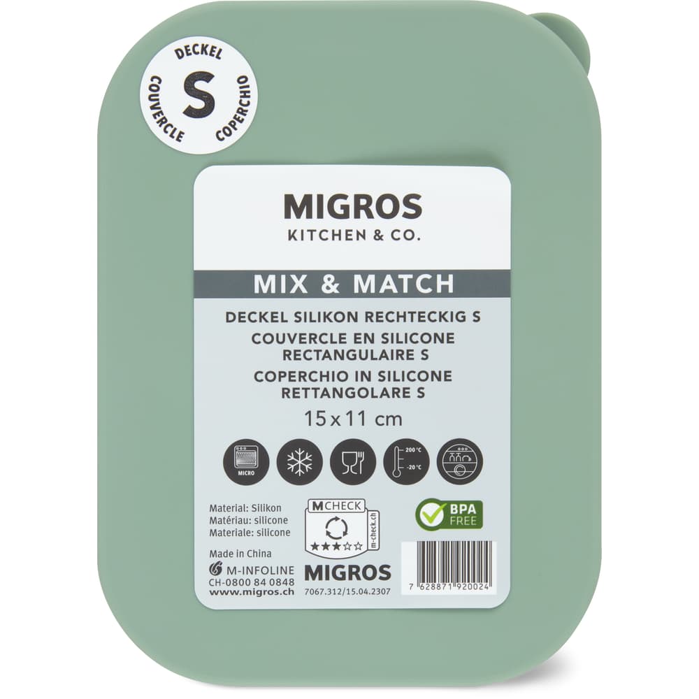 Migros Kitchen & Co. Deckel Silikon rechteckig, S, 14.8cm x 10.9cm