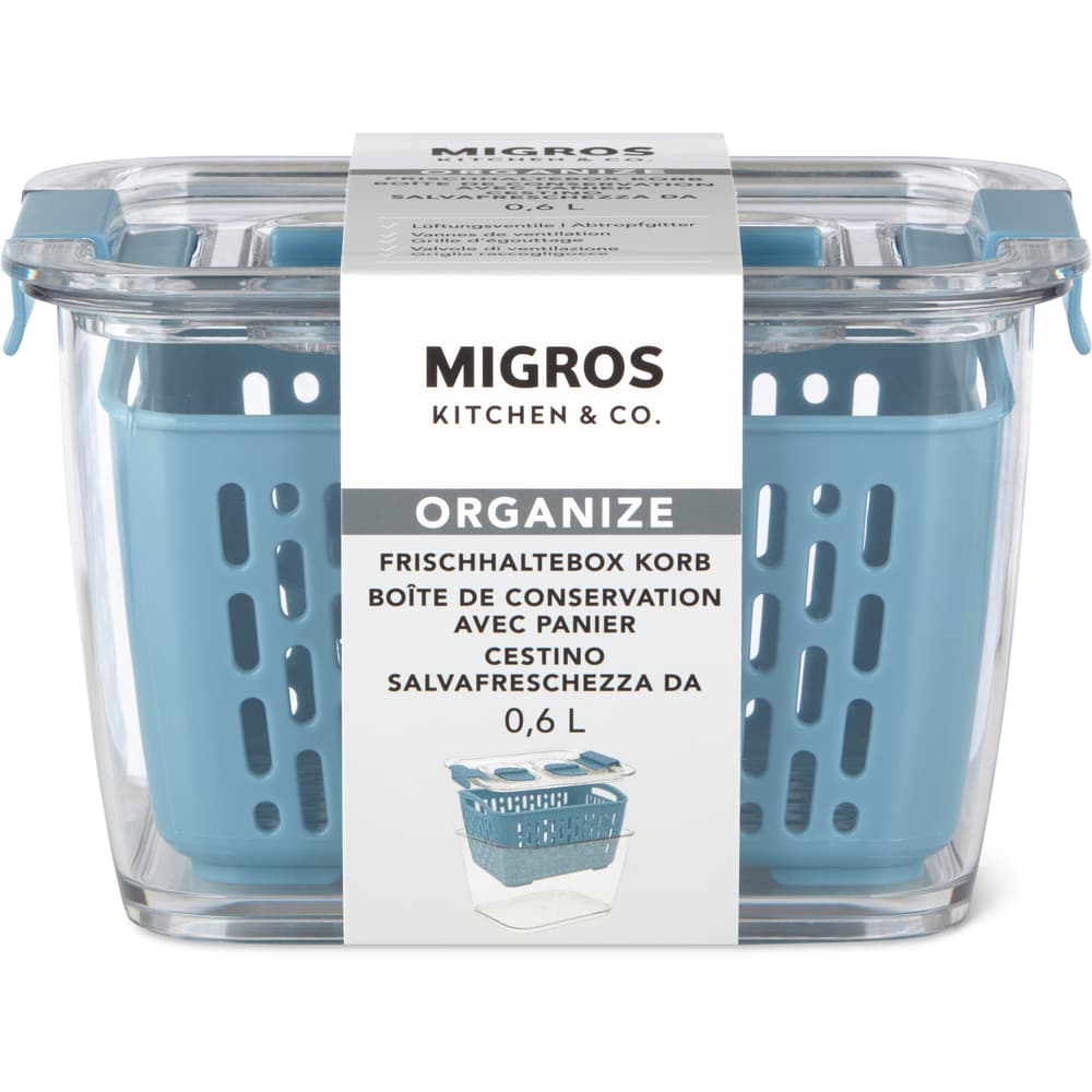 Migros Kitchen & Co. Frischhaltebox mit Korb 0.6l