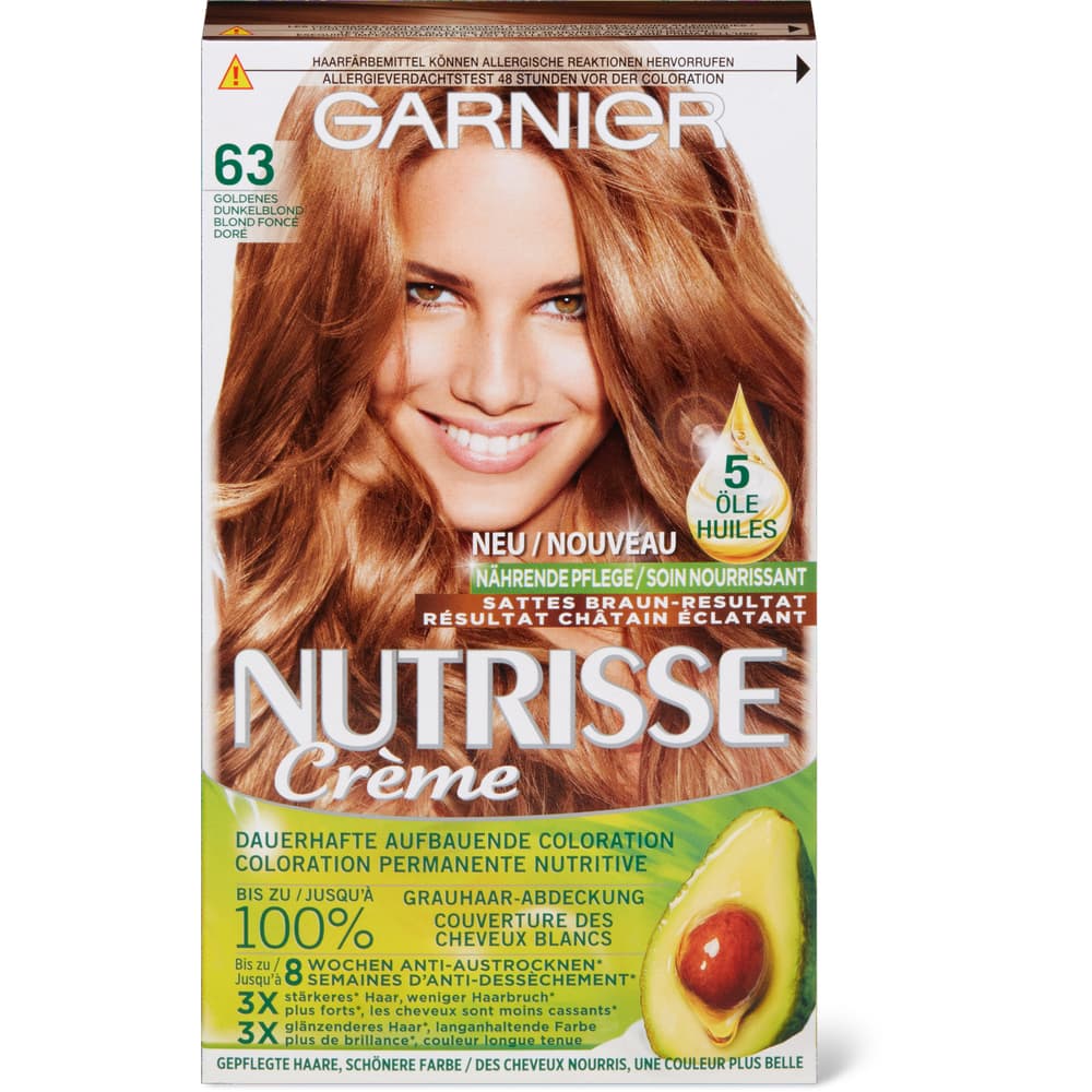 Garnier Nutrisse Crème Dauerhafte Haarfarbe 63 Goldenes Dunkelblond