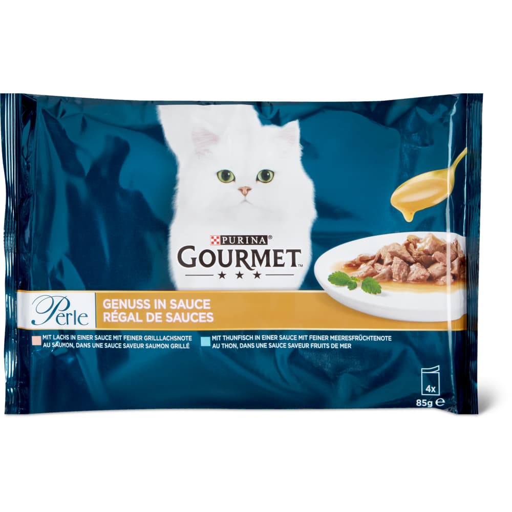 Gourmet Perle Häppchen in Sauce Mit Thunfisch in einer Sauce mit Feiner Meeresfrüchtenote und mit Lachs in einer Sauce mit Feiner Grilllachsnote