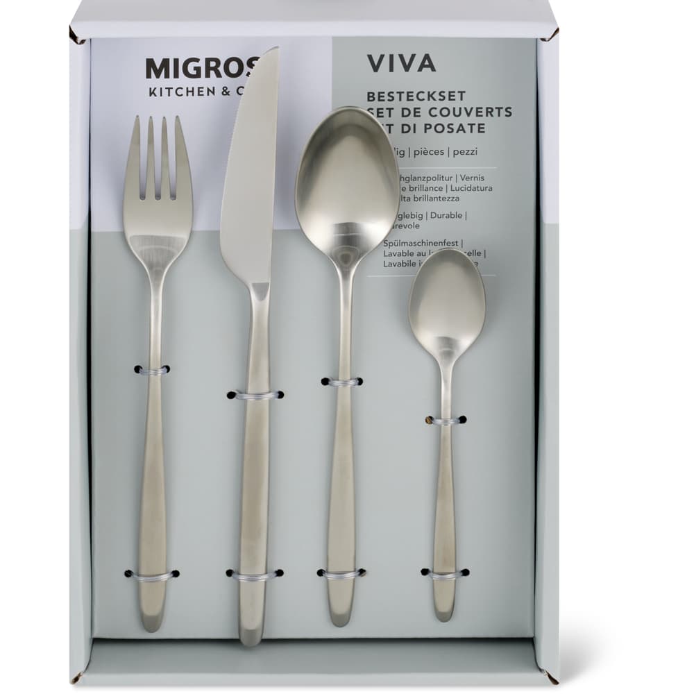 Migros Kitchen & Co. Set Besteck Viva 16-teilig silber matt