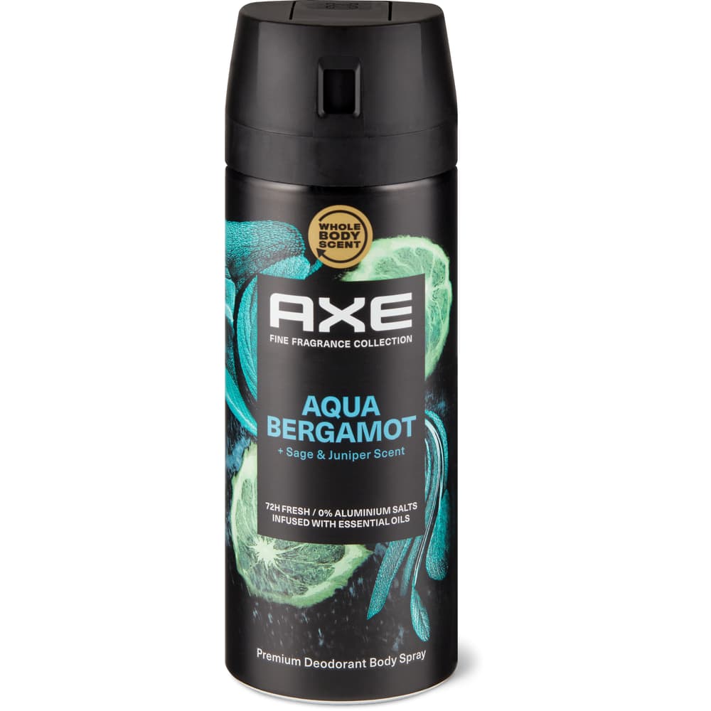 Axe Deo Bodyspray Aqua Bergamot 72h, 0% Aluminiumsalze