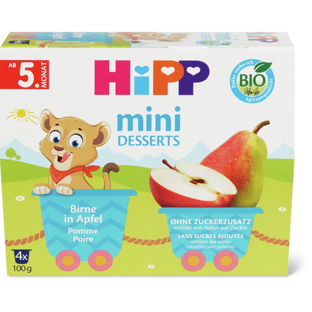 Hipp Apfel Birne Brei Bio, in Becher, nach 4 Monaten, ohne Zuckerzusatz