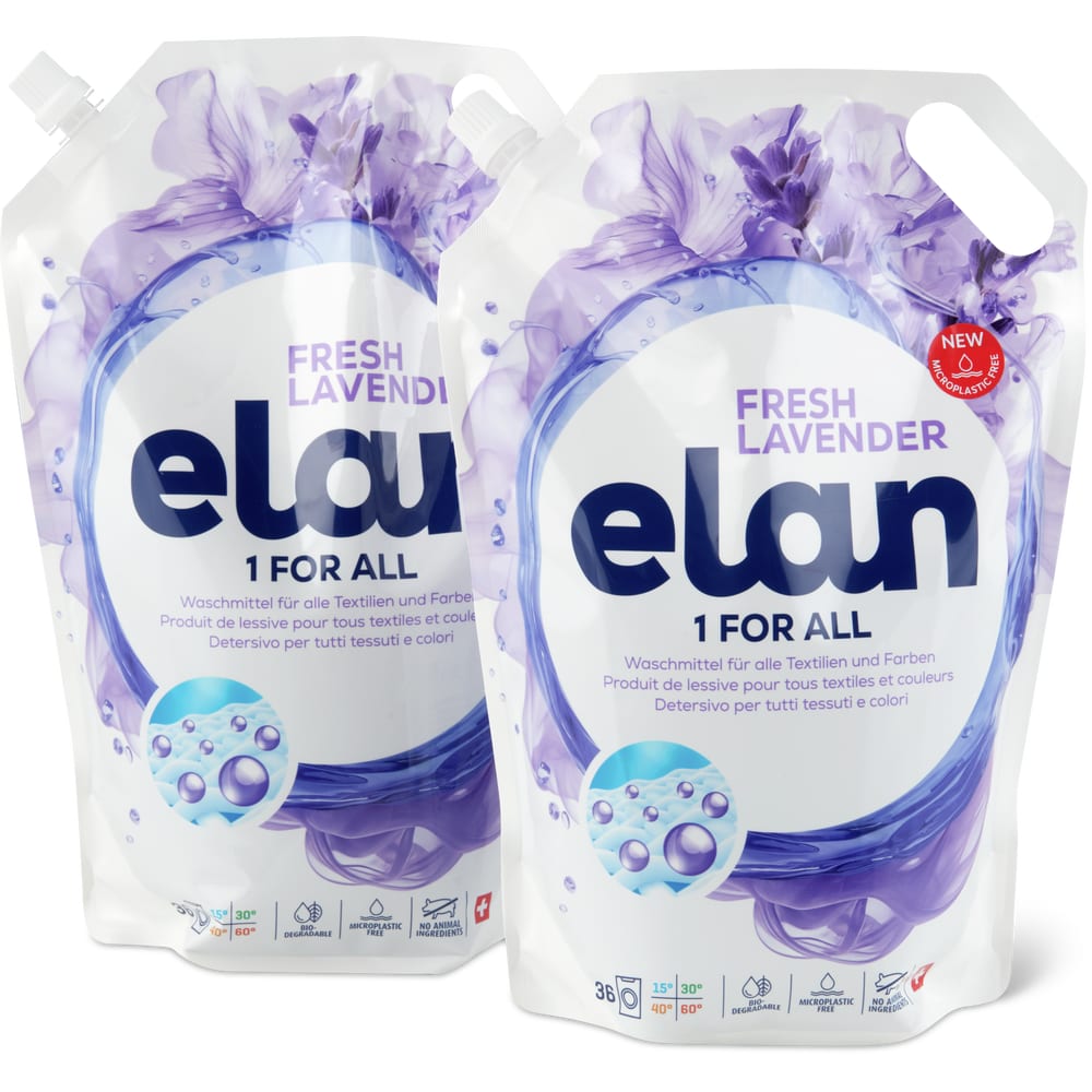 Elan Flüssigwaschmittel Lavendel, 2x36 Waschgänge