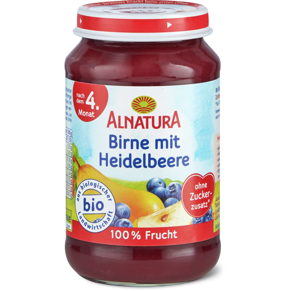 Alnatura Bio Demeter Babygläschen Birne und Heidelbeere Ab 4 Monaten
