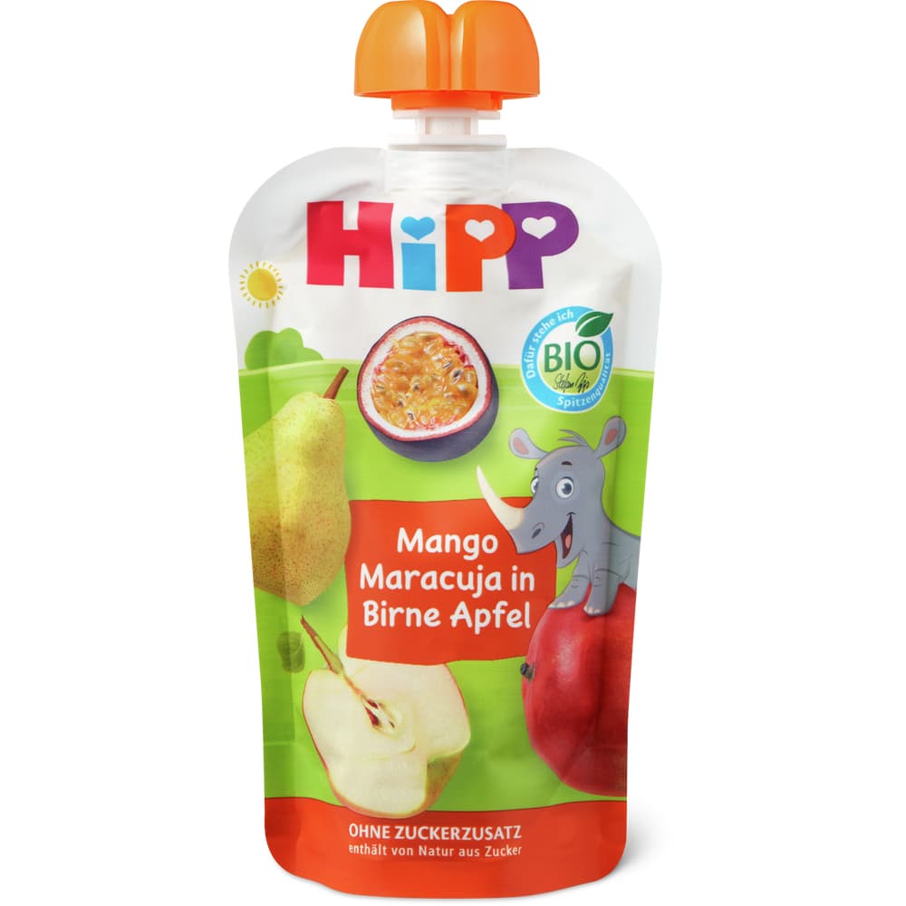 HiPP Bio Hippis · Squeeze pouches for babies mango, passion fruit