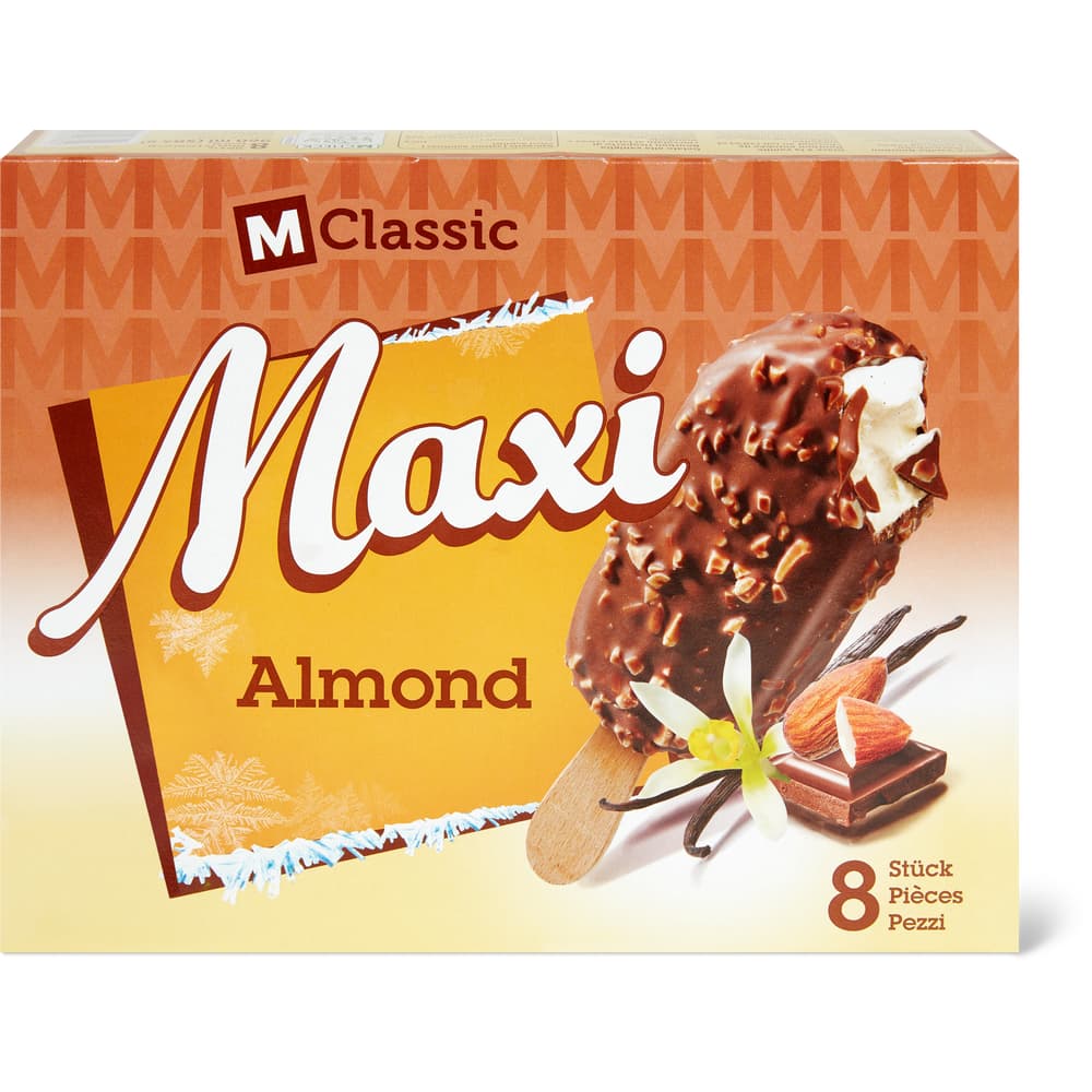 M-Classic Maxi Glace Vanille mit Milchschokoladeüberzug und Mandeln