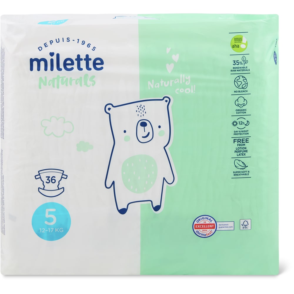 Milette Baby Care Naturals Windeln Grösse 5, 12-17kg