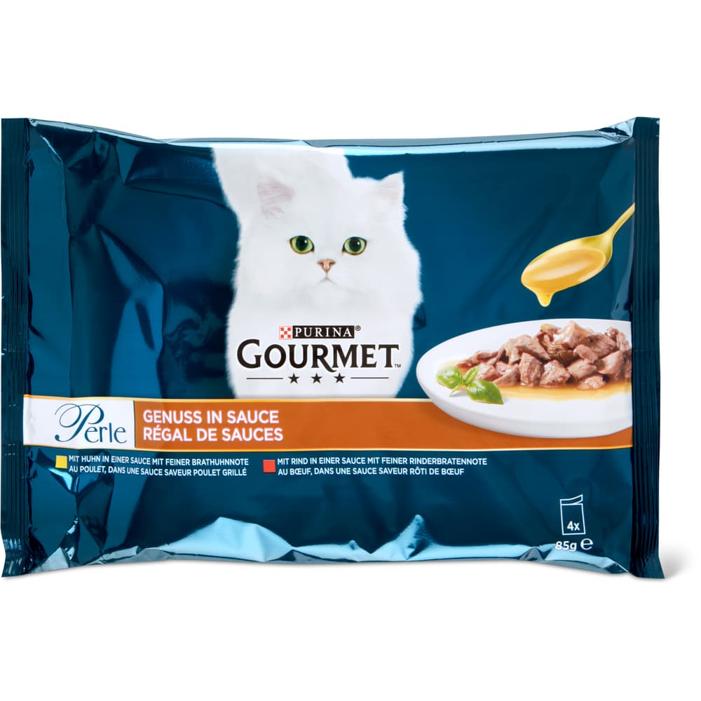 Gourmet Perle Häppchen in Sauce Mit Huhn in einer Sauce mit Feiner Brathuhnnote und mit Rind in einer Sauce mit Feiner Rinderbratennote