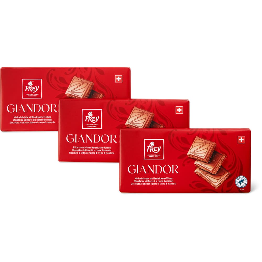 Frey Giandor Tafelschokolade Milchschokolade mit Mandelcremefüllung