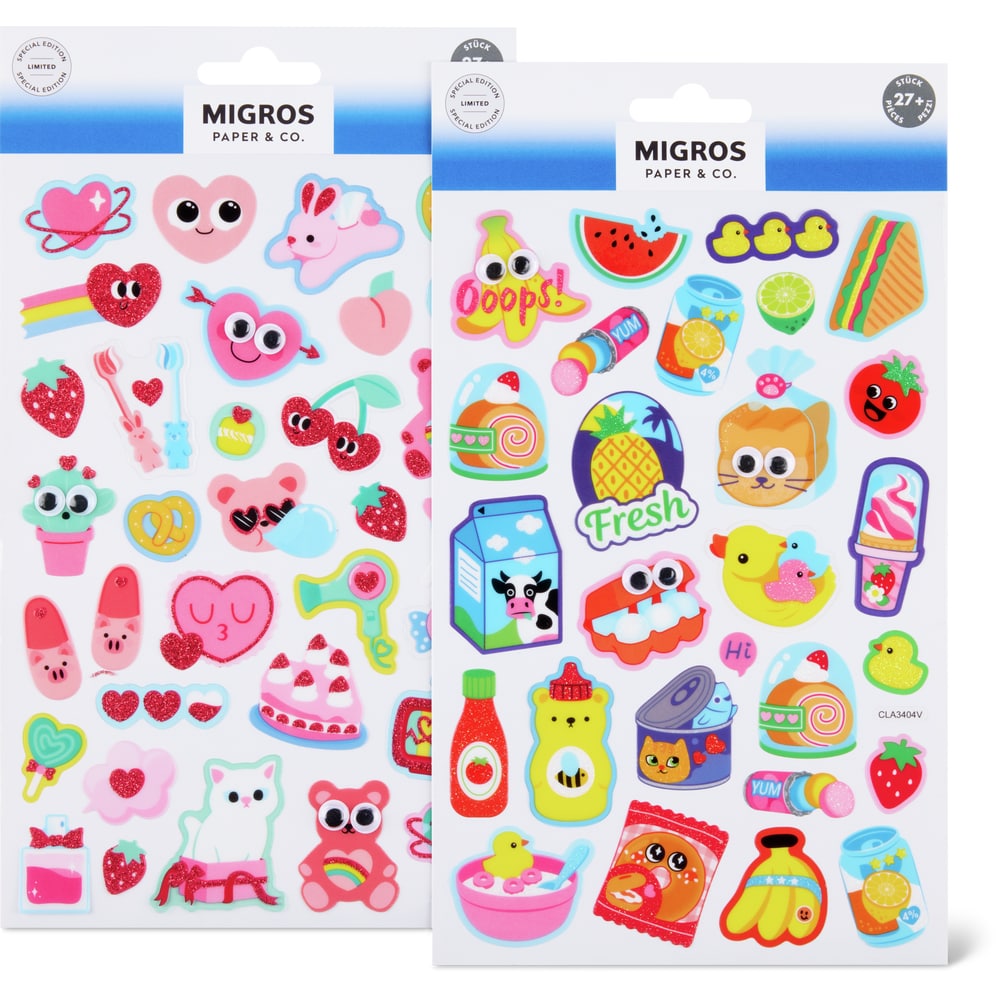 Migros Paper & Co. Sticker Glitzer und Wackelaugen