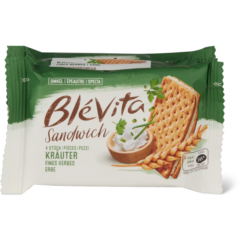 Blévita Sandwich Dinkelgebäck mit Frischkäsefüllung Schnittlauch & Petersilie