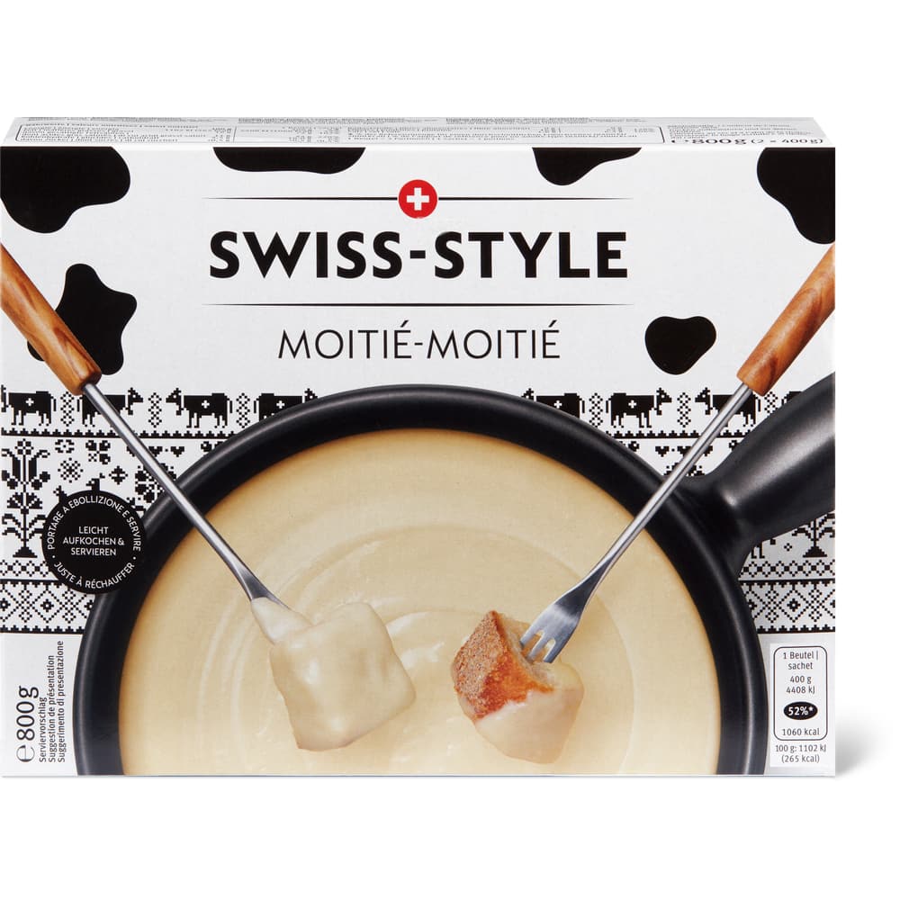 Swiss-Style Fondue Fondue Moitié-Moitié fixfertig 50% Freiburger Vacherin und 50% Greyerzer
