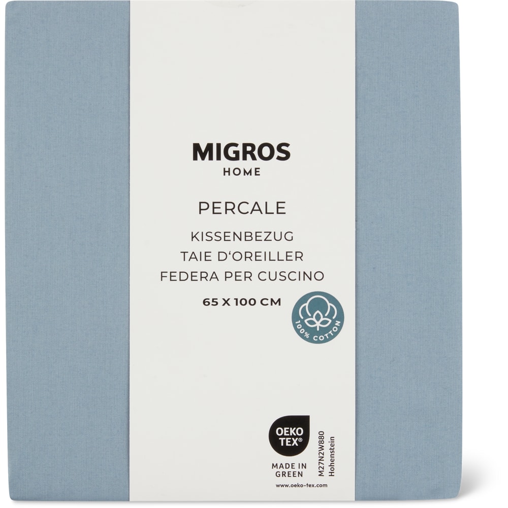 Migros Home Kissenbezug Percale 65x100cm, hellblau