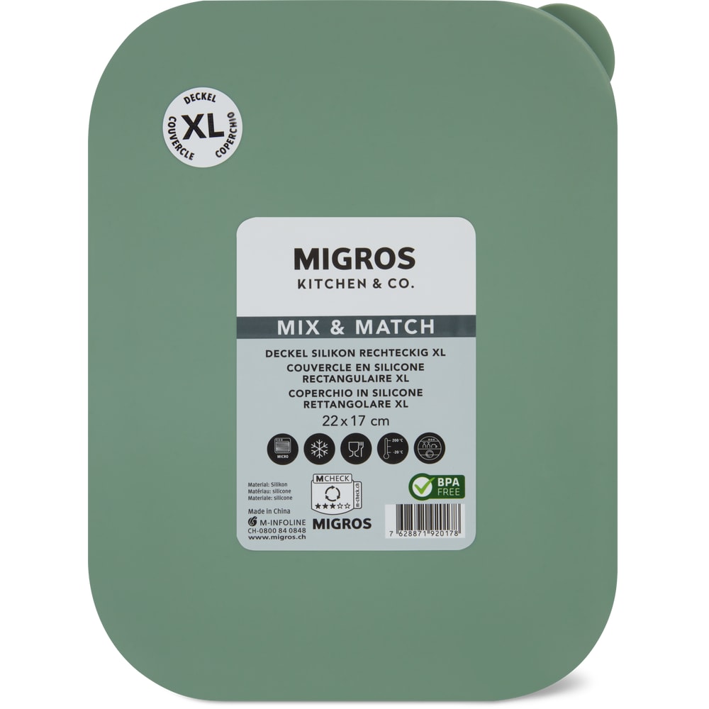 Migros Kitchen & Co. Deckel Silikon rechteckig, XL, 22.5cm x 16.8cm
