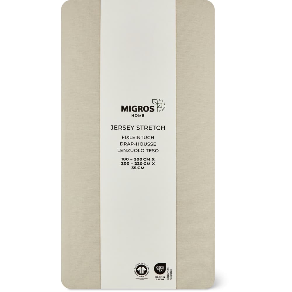 Migros Home Fixleintuch Jersey Stretch 180-200x200-220x35cm, beige