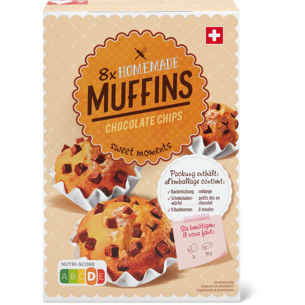 Homemade Backmischung für Mufins Mit 8 Backformen, Schokoladenwürfel